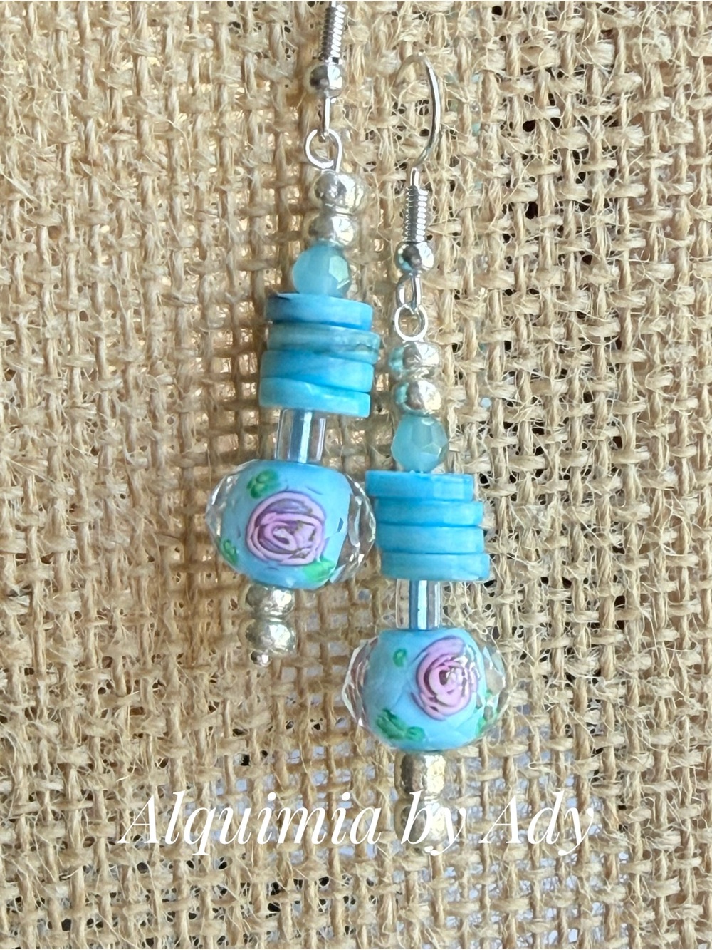 Alquimia Blue Floral Bead Drop Earrings